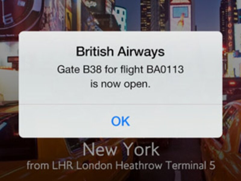 New BA app pioneers latest iOS 8 feature for push notifications