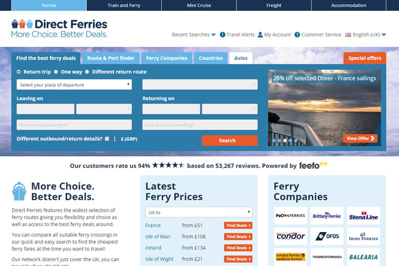 Comparison site Direct Ferries reports 35% bookings jump