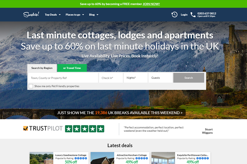 Snaptrip.com secures £2.1 million investment and acquires Last Minute Cottages