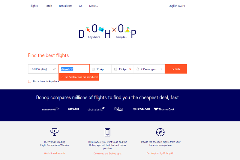 Rentalcars Connect integrates with flight search engine Dohop